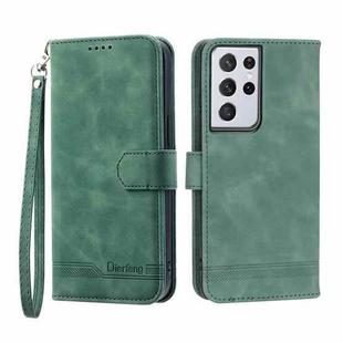 For Samsung Galaxy S21 Ultra 5G Dierfeng Dream Line TPU + PU Leather Phone Case(Green)