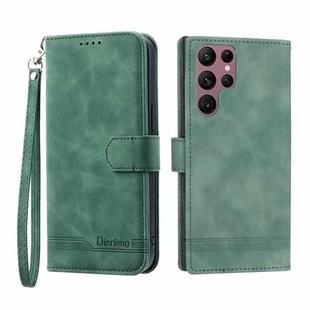 For Samsung Galaxy S22 Ultra 5G Dierfeng Dream Line TPU + PU Leather Phone Case(Green)