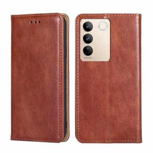 For vivo S16 / S16 Pro Gloss Oil Solid Color Magnetic Leather Phone Case(Brown)