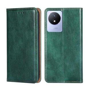 For vivo Y02 4G Gloss Oil Solid Color Magnetic Leather Phone Case(Green)