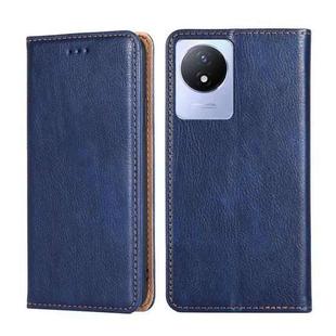 For vivo Y02 4G Gloss Oil Solid Color Magnetic Leather Phone Case(Blue)