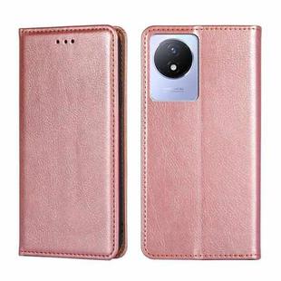 For vivo Y02 4G Gloss Oil Solid Color Magnetic Leather Phone Case(Rose Gold)