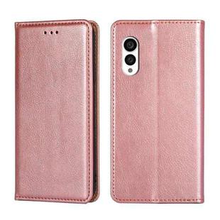 For Fujitsu Arrows N F-51C Gloss Oil Solid Color Magnetic Leather Phone Case(Rose Gold)