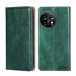 For OnePlus 11 Gloss Oil Solid Color Magnetic Leather Phone Case(Green)
