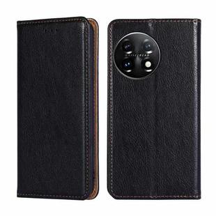 For OnePlus 11 Gloss Oil Solid Color Magnetic Leather Phone Case(Black)