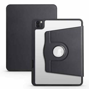 For iPad Pro 11 2022/2021/2020/2018 / Air 10.9 2022 / 10.9 2020  Acrylic 360 Degree Rotation Holder Tablet Leather Case(Black)