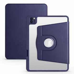 For iPad Pro 11 2022/2021/2020/2018 / Air 10.9 2022 / 10.9 2020  Acrylic 360 Degree Rotation Holder Tablet Leather Case(Dark Blue)