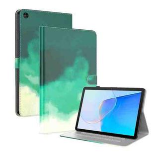 For Huawei MatePad SE Watercolor Pattern Flip Leather Tablet Case(Cyan Green)