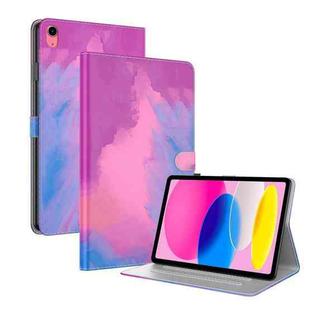 For iPad 10th Gen 10.9 2022 Watercolor Pattern Flip Leather Tablet Case(Purple Red)