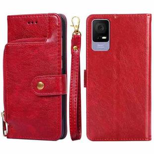 For TCL 405 / 406 / 408 Zipper Bag Leather Phone Case(Red)