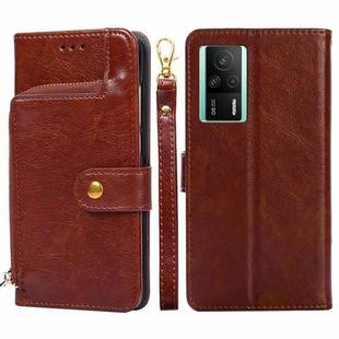 For Xiaomi Redmi K60E Zipper Bag Leather Phone Case(Brown)