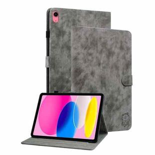 For iPad 10th Gen 10.9 2022 Tiger Pattern Flip Leather Tablet Case(Grey)