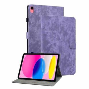 For iPad 10th Gen 10.9 2022 Tiger Pattern Flip Leather Tablet Case(Purple)