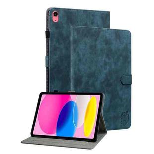 For iPad 10th Gen 10.9 2022 Tiger Pattern Flip Leather Tablet Case(Dark Blue)