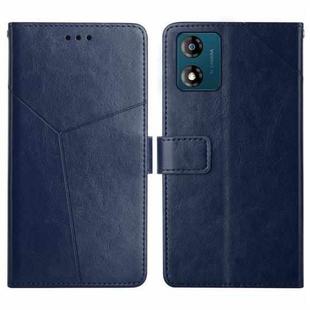 For Motorola Moto E13 4G HT01 Y-shaped Pattern Flip Leather Phone Case(Blue)