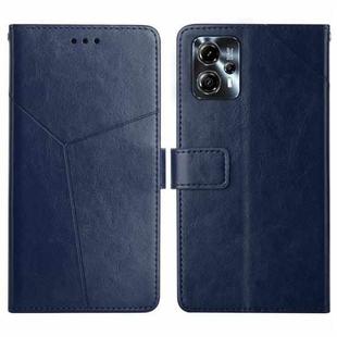 For Motorola Moto G23 4G/G13 4G HT01 Y-shaped Pattern Flip Leather Phone Case(Blue)