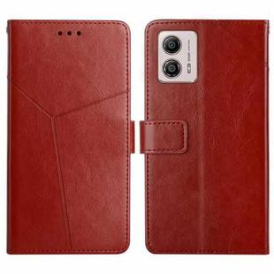 For Motorola Moto G53 5G/G13/G23 HT01 Y-shaped Pattern Flip Leather Phone Case(Brown)