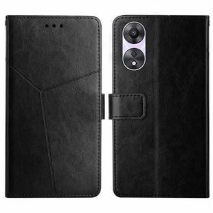 For OPPO A58 5G/A78 5G HT01 Y-shaped Pattern Flip Leather Phone Case(Black)
