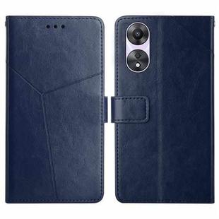For OPPO Reno8 T 4G HT01 Y-shaped Pattern Flip Leather Phone Case(Blue)