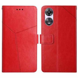 For OPPO Reno8 T 4G HT01 Y-shaped Pattern Flip Leather Phone Case(Red)