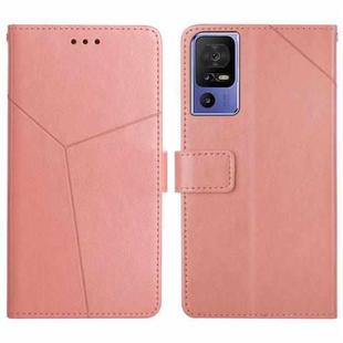 For TCL 40 SE HT01 Y-shaped Pattern Flip Leather Phone Case(Pink)