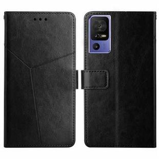 For TCL 40 SE HT01 Y-shaped Pattern Flip Leather Phone Case(Black)