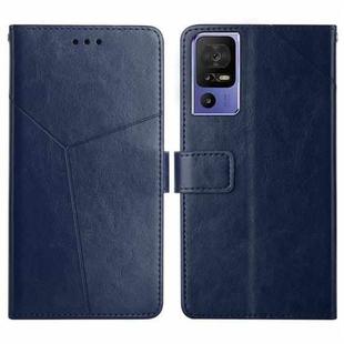 For TCL 40 SE HT01 Y-shaped Pattern Flip Leather Phone Case(Blue)