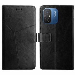 For Xiaomi Redmi 11A 4G HT01 Y-shaped Pattern Flip Leather Phone Case(Black)