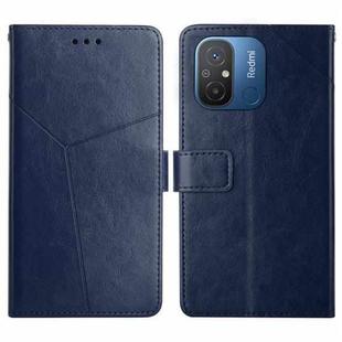 For Xiaomi Redmi 11A 4G HT01 Y-shaped Pattern Flip Leather Phone Case(Blue)