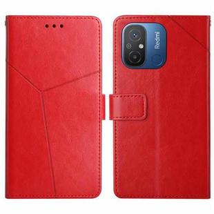 For Xiaomi Redmi 11A 4G HT01 Y-shaped Pattern Flip Leather Phone Case(Red)