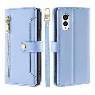 For Fujitsu Arrows N F-51C Sheep Texture Cross-body Zipper Wallet Leather Phone Case(Blue)