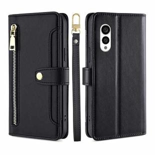 For Fujitsu Arrows N F-51C Sheep Texture Cross-body Zipper Wallet Leather Phone Case(Black)