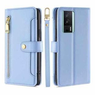 For Xiaomi Redmi K60 / K60 Pro Sheep Texture Cross-body Zipper Wallet Leather Phone Case(Blue)