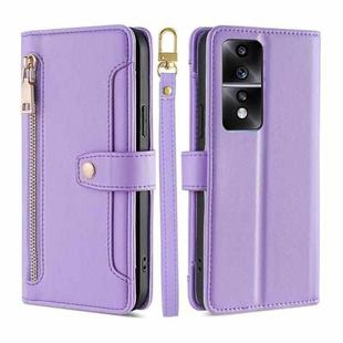 For Honor 80 GT Sheep Texture Cross-body Zipper Wallet Leather Phone Case(Purple)