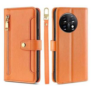 For OnePlus 11 Sheep Texture Cross-body Zipper Wallet Leather Phone Case(Orange)