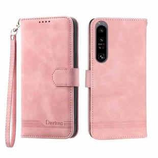 For Sony Xperia 1 IV Dierfeng Dream Line TPU + PU Leather Phone Case(Pink)