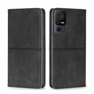 For TCL 40 SE Cow Texture Magnetic Horizontal Flip Leather Phone Case(Black)