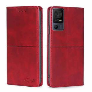 For TCL 40 SE Cow Texture Magnetic Horizontal Flip Leather Phone Case(Red)