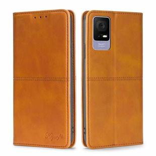 For TCL 405 / 406 / 408 Cow Texture Magnetic Horizontal Flip Leather Phone Case(Light Brown)