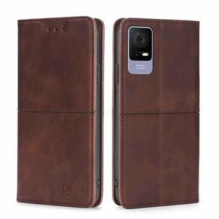 For TCL 405 / 406 / 408 Cow Texture Magnetic Horizontal Flip Leather Phone Case(Dark Brown)