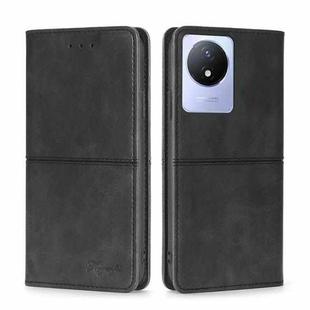 For vivo Y02 4G Cow Texture Magnetic Horizontal Flip Leather Phone Case(Black)