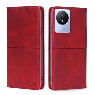 For vivo Y02 4G Cow Texture Magnetic Horizontal Flip Leather Phone Case(Red)