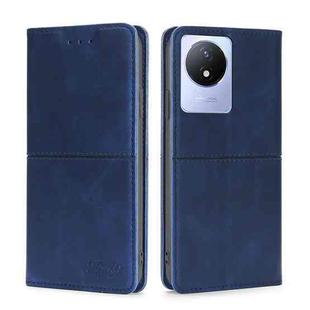 For vivo Y02 4G Cow Texture Magnetic Horizontal Flip Leather Phone Case(Blue)