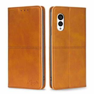 For Fujitsu Arrows N F-51C Cow Texture Magnetic Horizontal Flip Leather Phone Case(Light Brown)