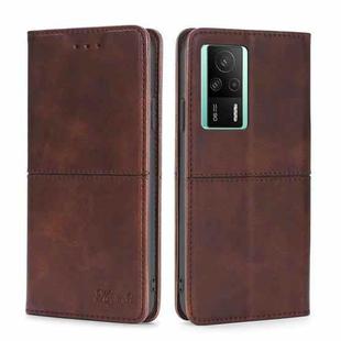 For Xiaomi Redmi K60E Cow Texture Magnetic Horizontal Flip Leather Phone Case(Dark Brown)