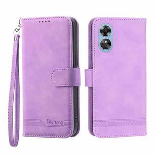 For OPPO A17 Dierfeng Dream Line TPU + PU Leather Phone Case(Purple)