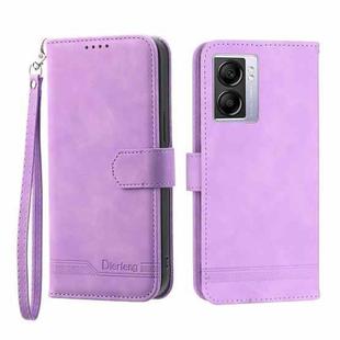 For OPPO A57 5G Dierfeng Dream Line TPU + PU Leather Phone Case(Purple)