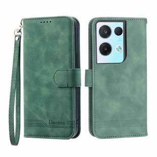 For OPPO Reno8 Dierfeng Dream Line TPU + PU Leather Phone Case(Green)
