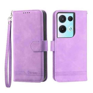 For OPPO Reno8 Dierfeng Dream Line TPU + PU Leather Phone Case(Purple)