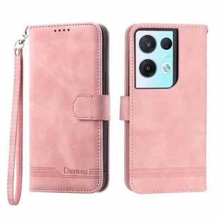 For OPPO Reno8 Dierfeng Dream Line TPU + PU Leather Phone Case(Pink)